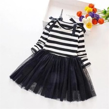 Pretty Girl Patchwork Stripes Print Tutu Dress sz 6 months