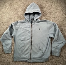 Polo Ralph Lauren Hoodie Youth L 14-16 Blue Full Zip Sweater Kids Boys