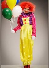 Womens Pennywise Style It Bright Killer Clown Adult Fancy Dress Horror Costume