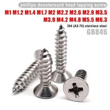 M1-M6.3 SUS304 Mini Micro Phillips Flat Countersunk Head Self-tapping Wood Screw