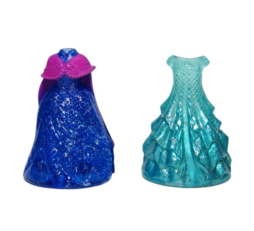 Polly Pocket Magic Clip Disney Princess Frozen Glitter Glider Dresses Lot of 2
