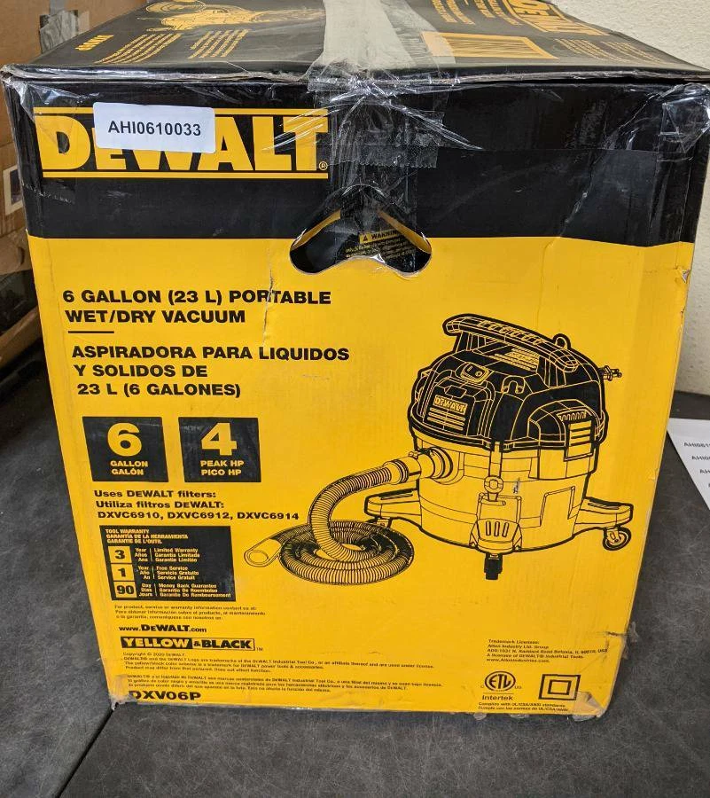 DEWALT DXV06P 6 gallon Poly Wet/Dry Vac Yellow Garage Workshop