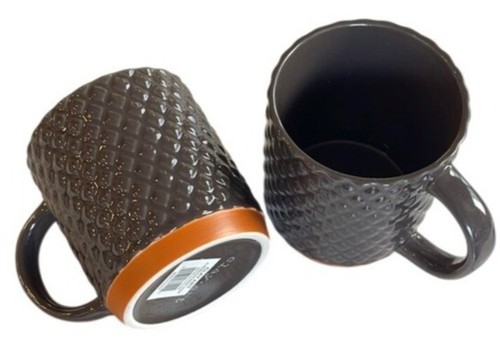 Clay Art Brown Mugs Set of 2 Pineapple Textured for Coffee, Tea Dining Decor - 第 1/5 張圖片