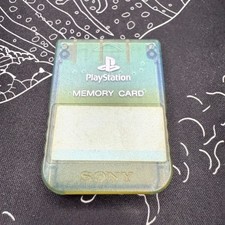 Sony PS1 Official Memory Card SCPH-1020   Transparent Blue/Green   OEM Japan