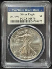 PCGS MS70 2012 US American Silver Eagle One Dollar Silver Coin-672