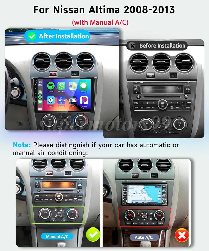 For 2008-2012 Nissan Altima Apple CarPlay Car Radio Android 14 GPS Stereo 2+32GB Foto 2 de 4