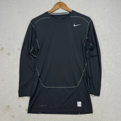 Nike Pro Combat Dri-FIT Compression Shirt Black Long Sleeve Training Top XL