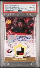 2015 Connor McDavid Rookie Team Canada On card Auto Game Used Patch PSA 8 Rpa Rc