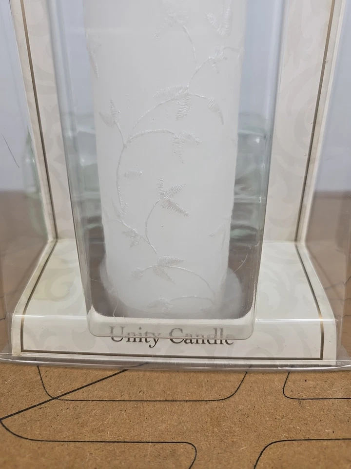 Vela de Pilar de Unidad Lillian Rose Blanca Boda Diseño de Bordado Floral NOS  Foto 4 de 4