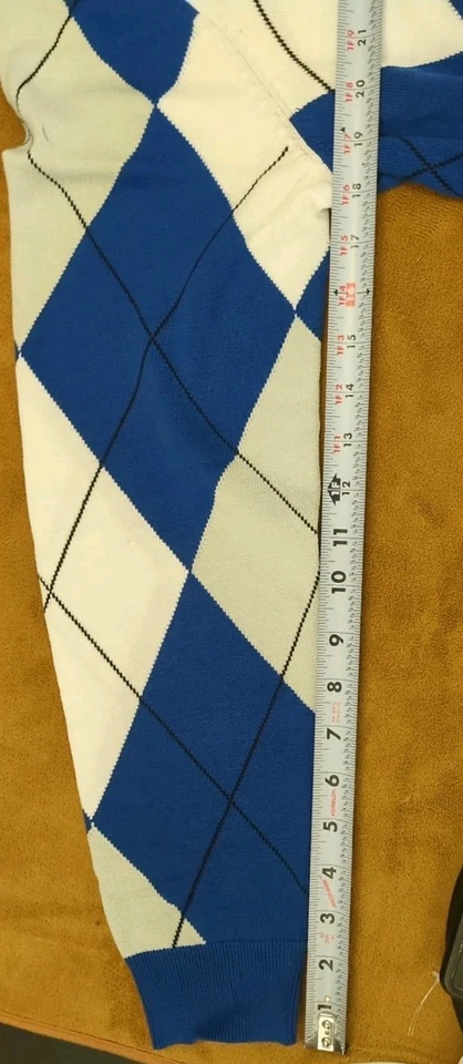 Cárdigan Argyle Club Room para hombre ajuste regular azul real talla L Foto 4 de 4