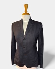 RALPH LAUREN Black Label Pin Stripe Stretch Wool Blazer Black sz 6 USA Made