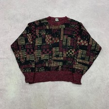 Vintage Knitted Jumper abstract patterned knit sweater Women's L 16-18 