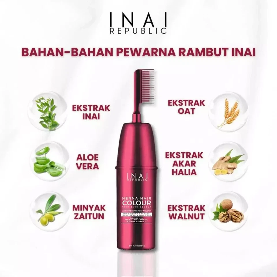 2 X SET INAI REPUBLIC HENNA HAIR COLOUR HALAL MUSLIM 200 ml  made in Malaysia - Image 2 of 4