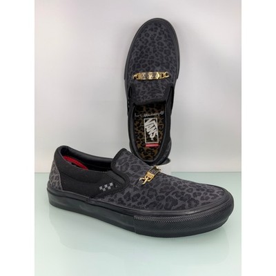 ans Skate SlipOn Cher Strauberry Cheetah Black Gold Bar Shoes Women 8.5 Rare EUC