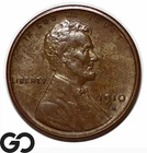1910-S Lincoln Cent Wheat Penny, Better Date, Choice AU++/Unc
