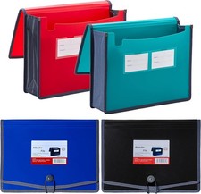 4 Pack Plastic Expanding File Wallet Document Organizer with Elastic Cord &