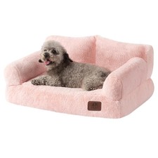 Hollypet Fluffy Dog Cat Bed Pet Couch Beds Plush 24"L x 18"W x 10"Th, Pink