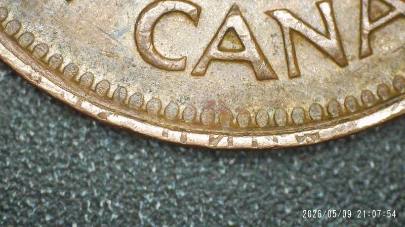 1947 Canadian Penny w/Edge Elevation/Rim Clash/Split Rim. Buy & get free coin.