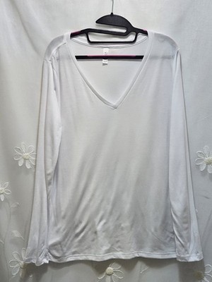 Bella Canvas Womens Large White Shirt Solid Clean Girl Plain Essential V-Neck