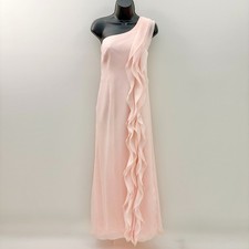 White by Vera Wang Dress One Shoulder Ruffle Maxi Size 10 Pink