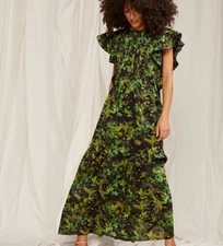 CYNTHIA ROWLEY Sz S Small Jungle Tropical Print Nairobi Caftan Dress