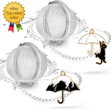 2Pack Tea Infuser with Cute Cat Charm,Premium Stainless Steel Loose Leaf Tea Str