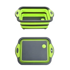 Camping Collapsible Cutting Board Dish Basin BBQ Prep Tub Camp Sink Dish Wash...