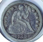 1843 SEATED LIBERTY DIME - 90% SILVER - HIGHER GRADE - DLS 132