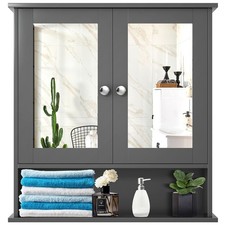 Hysache Medicine Cabinet VR-BC8408GR, Wall Mounted Double Doors, Grey