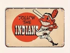 Cleveland Indians Chief Wahoo Vintage Tin Metal Sign 8x12 Bar Man Cave Garage