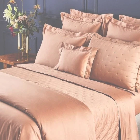 NUEVA Sábana Plana Yves Delorme Drap Queen Triomphe Peche Orgánica 100% Algodón 94x116 Foto 3 de 4