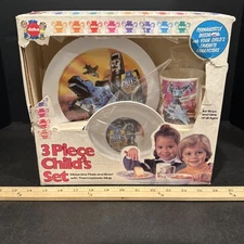 1985 Deka Plastics Three Piece GoBots Plate Bowl & Cup Set Open Box Robot