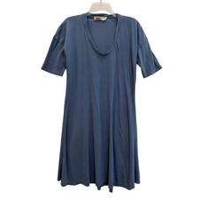 Free People Beach Womens Blue Scoop Neck Short Sleeve T-Shirt Dress Small