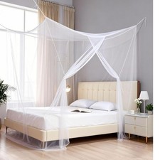 4 Corner Mosquito Net For Bed, Twin Size Canopy Netting Drapes Ultra Fine Mosq
