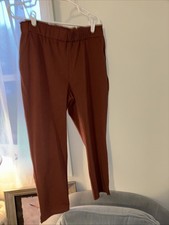 Joie Ladies Size L Cinnamon Brown Crop Pants Faux Pockets Pull On High Rise