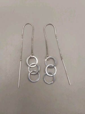 AGI 925 Sterling Silber Einfädler ineinandergreifende Kreise Ohrhänger