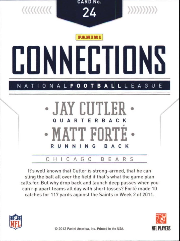 2012 Prestige Connections #24 Jay Cutler/Matt Forte - FB - Image 2 of 2