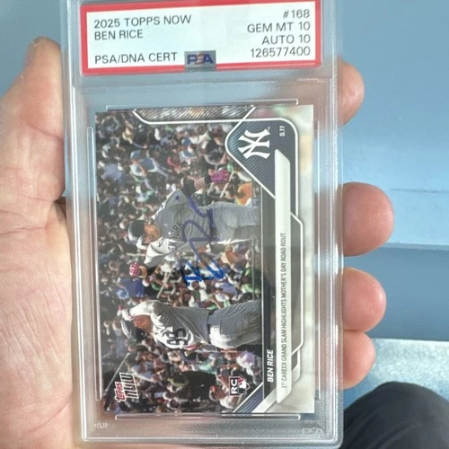 Topps 2025 Topps Now Ben Rice RC #168 /1713 Yankees PSA 10 Auto PSA/DNA
