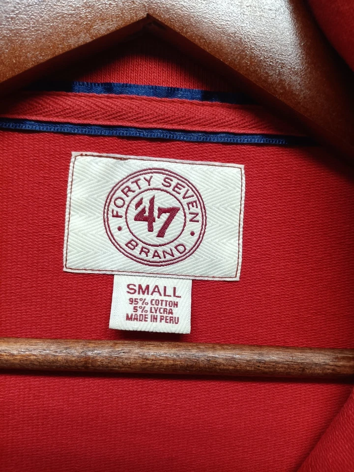 47 品牌美国公开赛 2014 全拉链田径夹克红色黑色 S 棉男式/中性 — 第 4/4 张图片