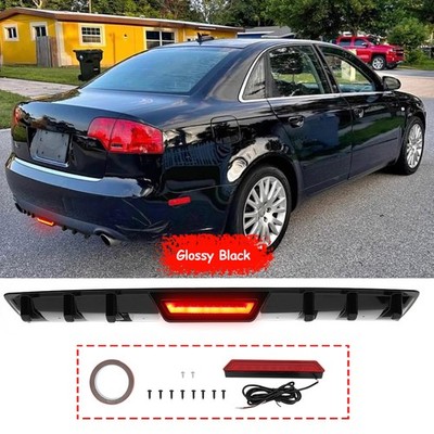 For Audi A4 A6 A5 Rear Bumper Lip Diffuser Spoiler Lip w/ LED Brake Light Gloss