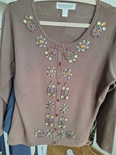 Dunkelbraune Feinstrickjacke Gr. 38 von emotions creativ collection