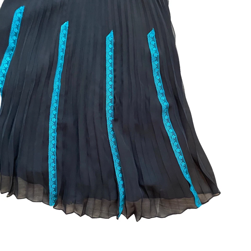 Vestido Betsey Johnson Vintage Midi SM 90s y2k Seda Encaje Negro Sexy Goth Flapper Foto 3 de 4