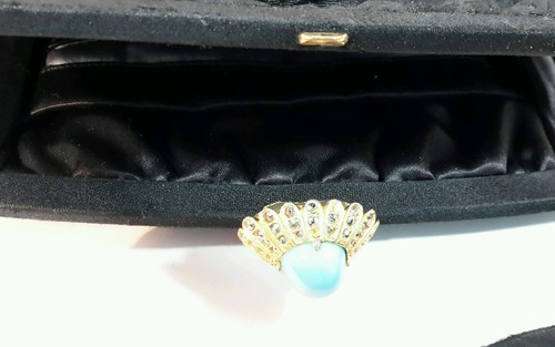 Borsa Harry Rosenfeld Broccato Nero Velluto Satinato Oro Diamante Pietra Turchese - Foto 8 di 12