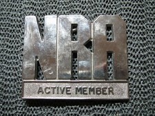 NRA ACTIVE MEMBER BELT BUCKLE VINTAGE USA 1980s 2ND AMENDMENT MURICA GUNS