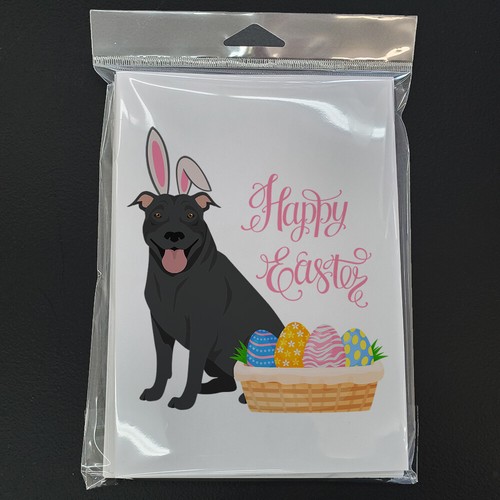 Black Pit Bull Terrier Easter Greeting Cards Envelopes Pack of 8 WDK4927GCA7P - Picture 3 of 3