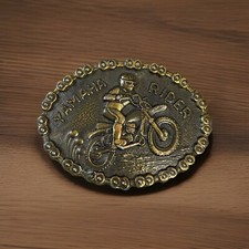 Vintage Yamaha Rider Belt Buckle 70'S Dirt Bike Drive Chain Border