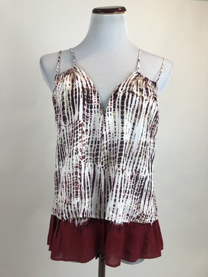 NWT Anthropologie Flowy Deep Cut Sleeveless Cami Blouse Maroon Size Small | eBay