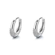 S925 Sterling Silver Micro Paved CZ Small C-style Huggie Hoop Earrings Gift K104