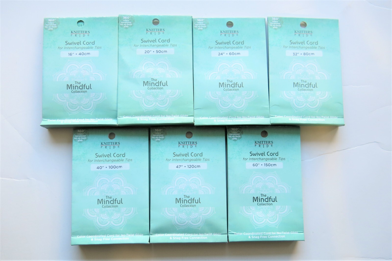 SET OF 7-KnitPro/Knitters Pride  Mindful SWIVEL cord-Swivel stainless steel cord