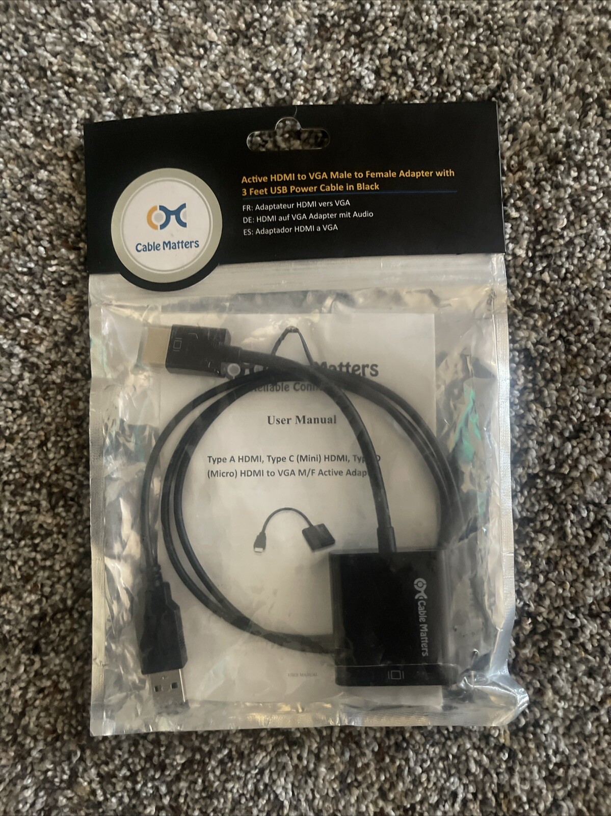 NEW Cable Matters Active Hdmi To Vga Male To Female Adapter 